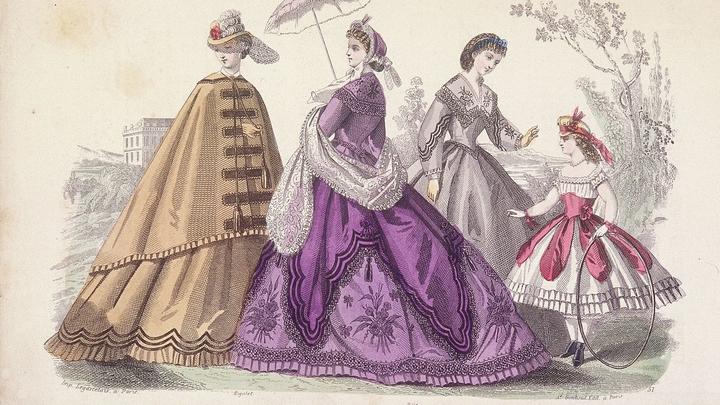 Crinoline Dresses. Women fashion of 18-19 centuries in France and England